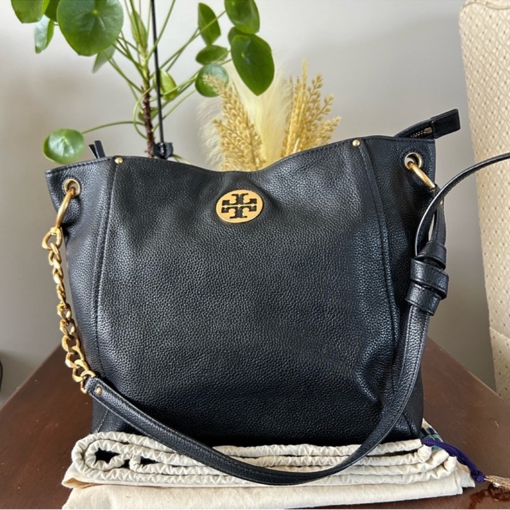 Tory Burch Black and Gold Shoulder Bag